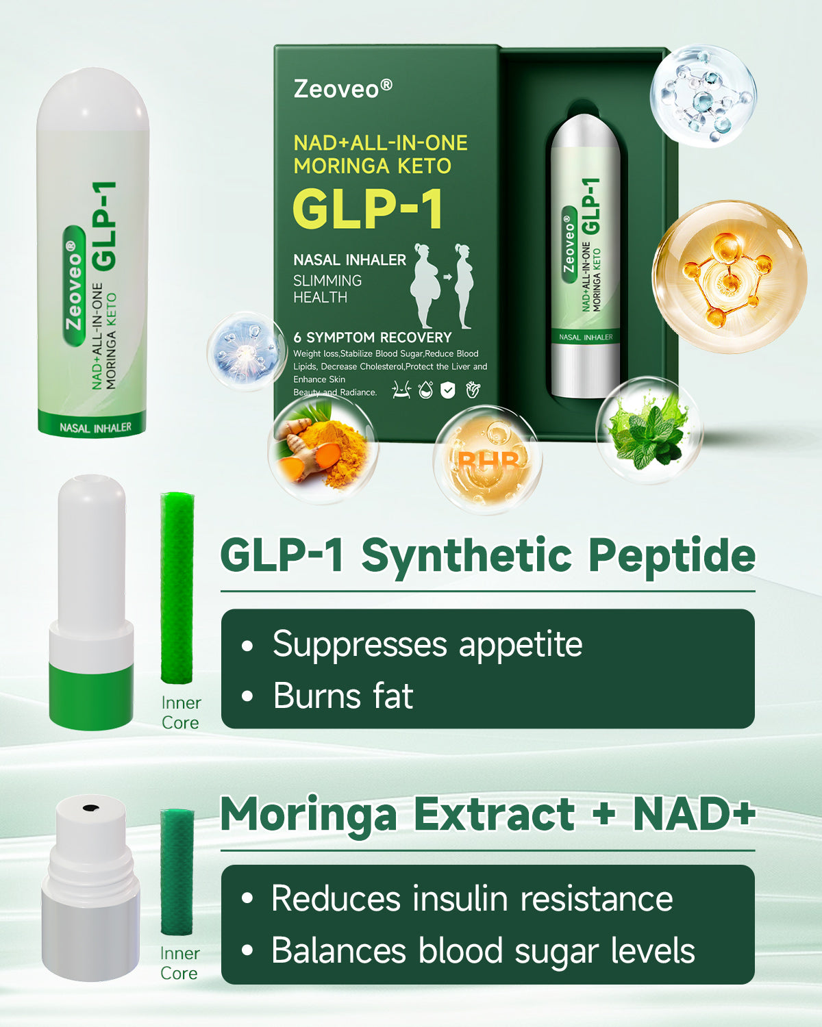 [Official Store] ZVOEVO® NAD+ ALL-IN-ONE MORINGA KETO GLP-1 Nasal Inhaler | ⏳ Fast Fat Burn & Metabolic Balance 😊